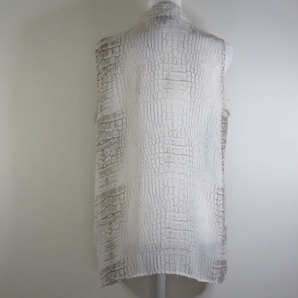 Cynthia Rowley White & Gray Snakeskin Print Sleeveless V-Neck Top Size S (C1277) - Picture 5 of 7